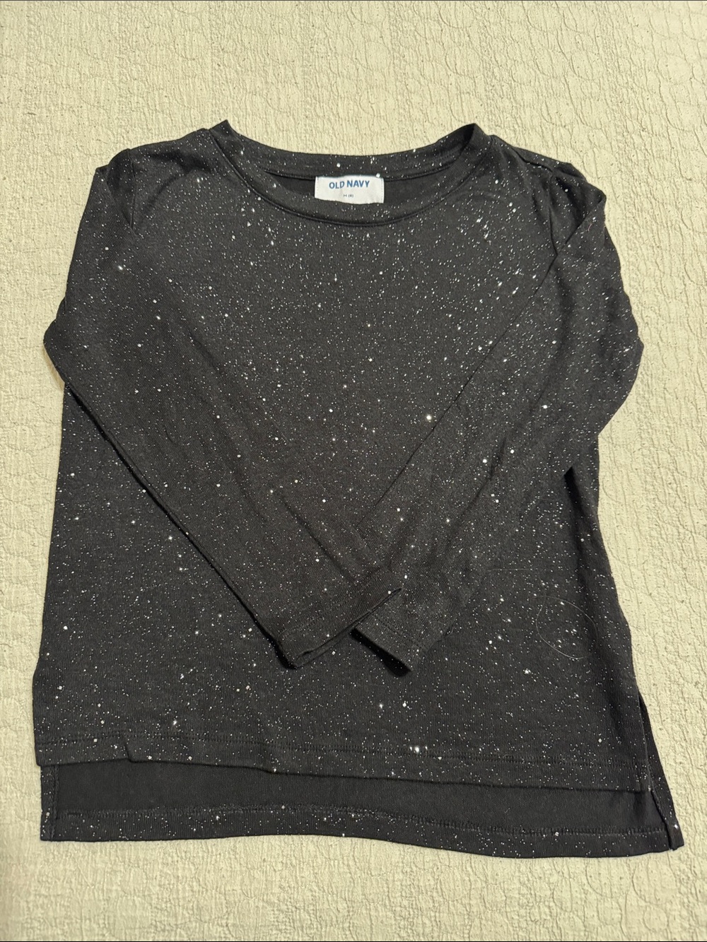 Old Navy Black Speckled Crewneck Long Sleeve Top